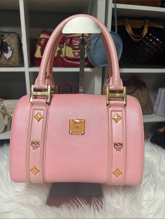 MCM Handbags - MCM Pink Leather Barrel Satchel with Gold Hardware